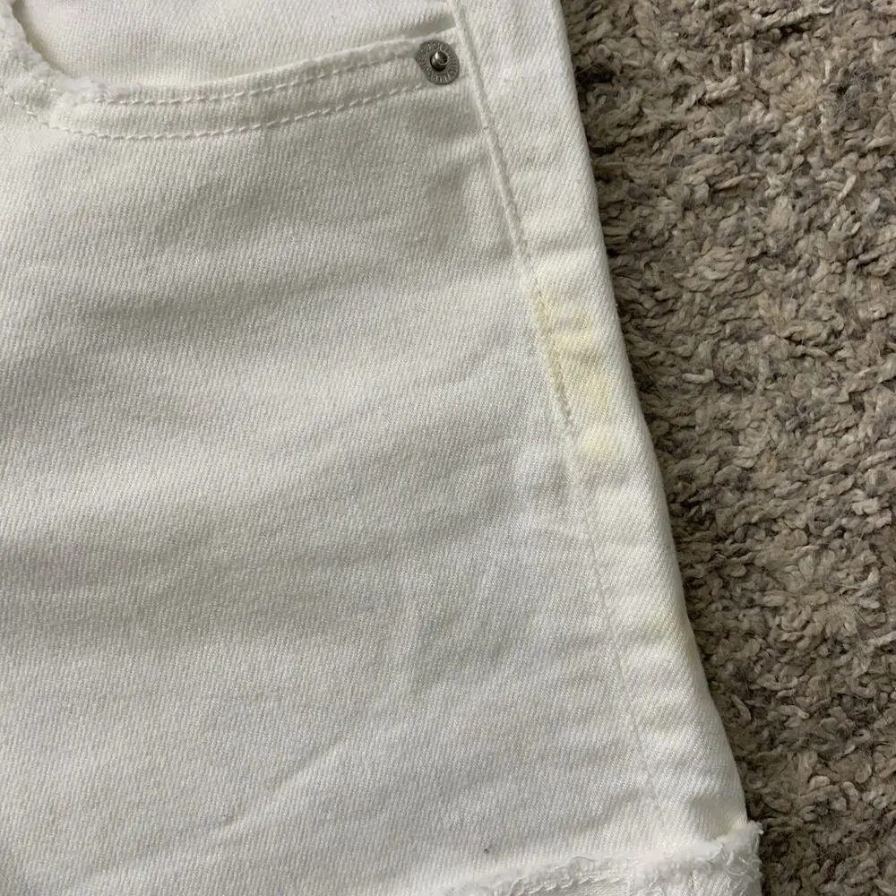 White Denim Jean Shorts American Eagle Stretch Size 0 - Picture 3 of 5